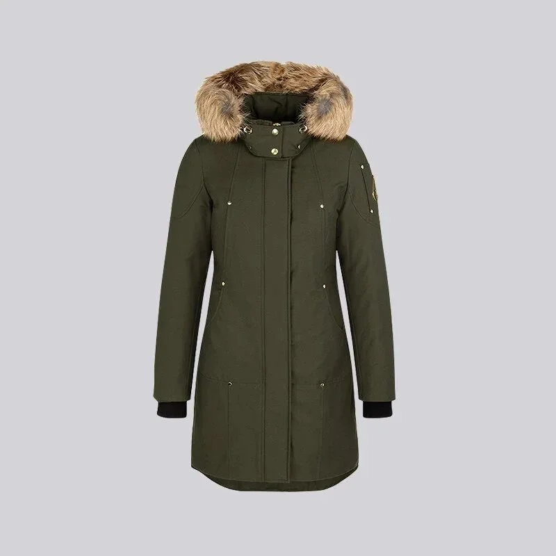 Other Military Green with Gold Fox Fur Parka Navy - 1