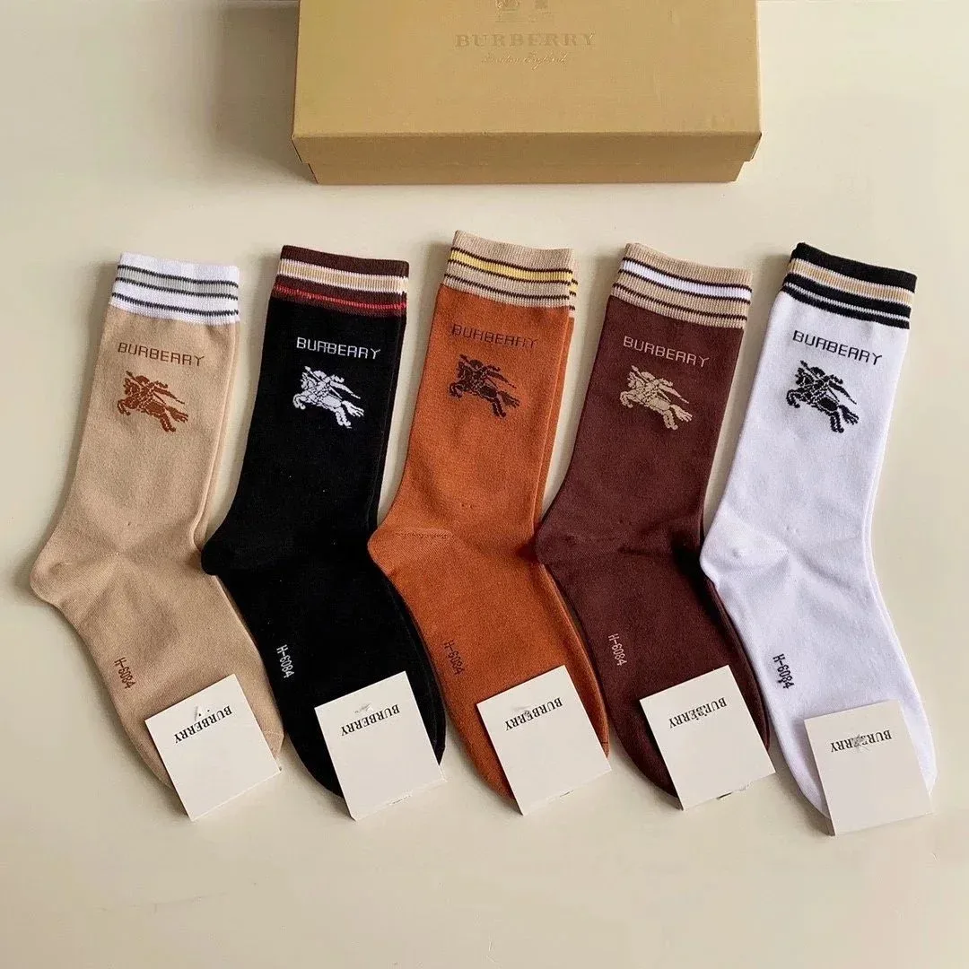 Burberry Burberry Classic Logo Socks Beige/Black/Orange/Brown/White Beige - 1