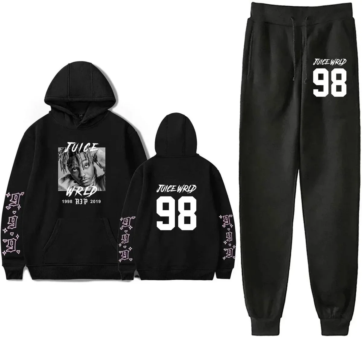 Other Juice Wrld Tribute Black Hoodie & Sweatpants Set Black - 1
