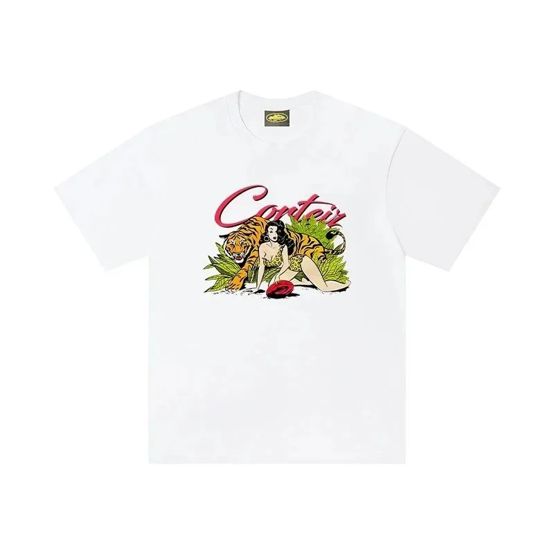 Corteiz Corteiz RTW White Tiger Print T-Shirt White - 1