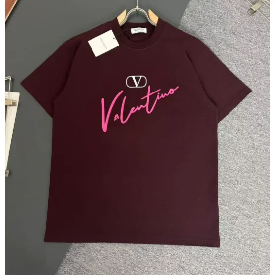 Valentino Valentino Pink Script T-Shirt Burgundy Pink - 1
