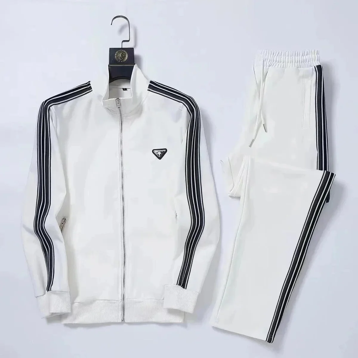 Prada Prada White/Black Striped Tracksuit Set White