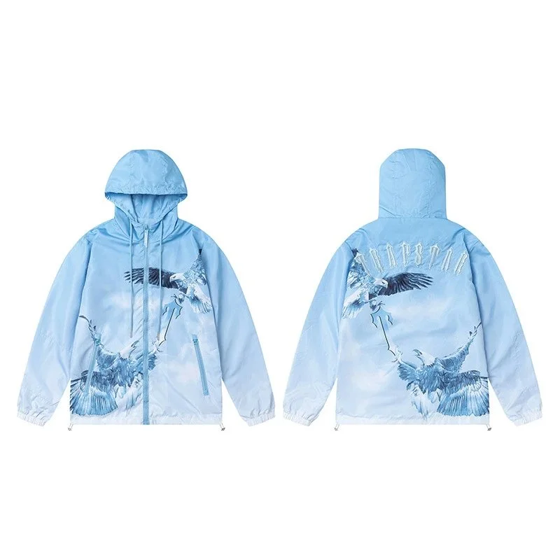 Trapstar Trapstar Sky Blue Eagle Print Hooded Jacket Blue