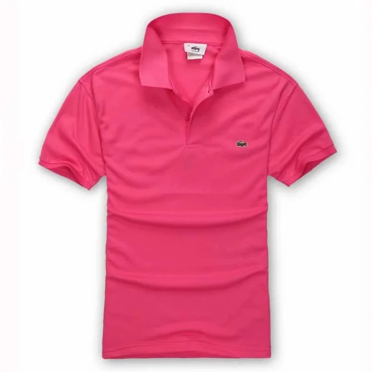 Lacoste Lacoste Solid Pink Polo Shirt Pink - 1
