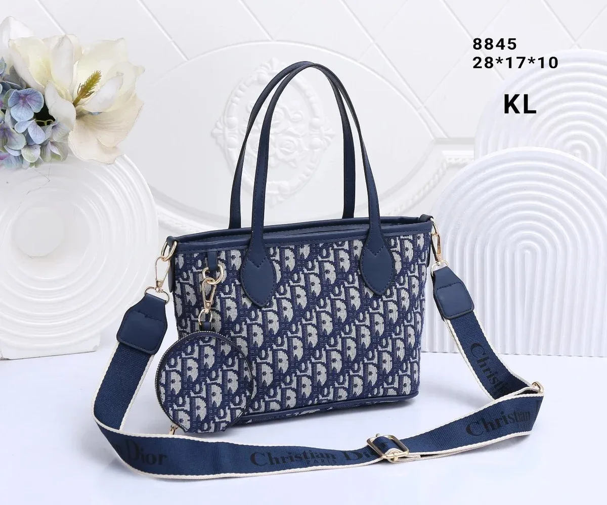 Dior Dior Lady Dior Blue Monogram Tote Bag Blue - 1