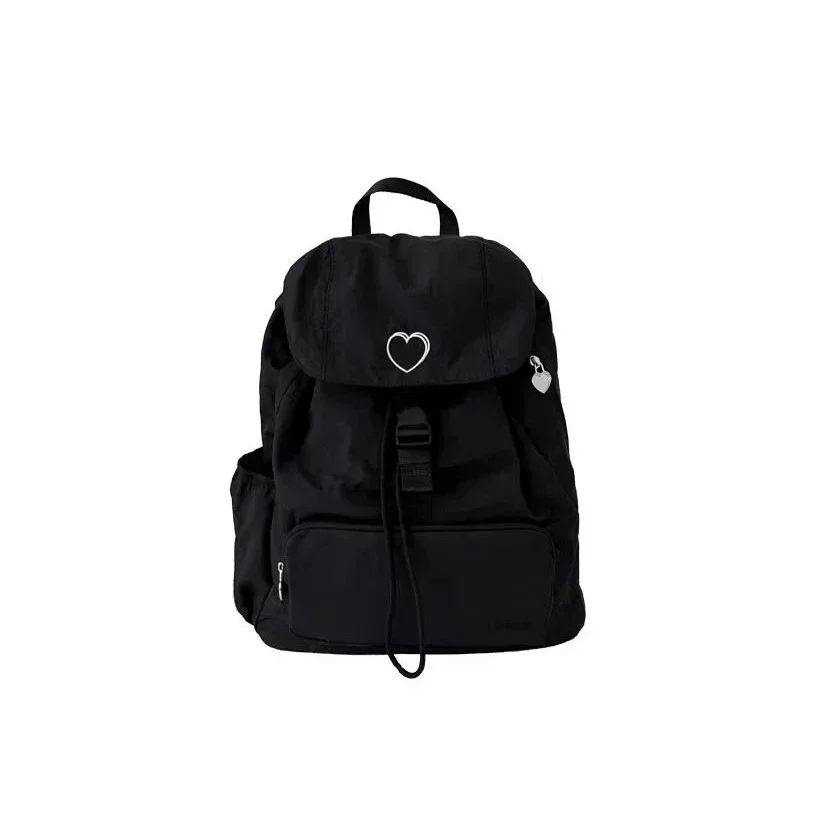 Other Black Heart Backpack with Zippered Pockets Black - 1