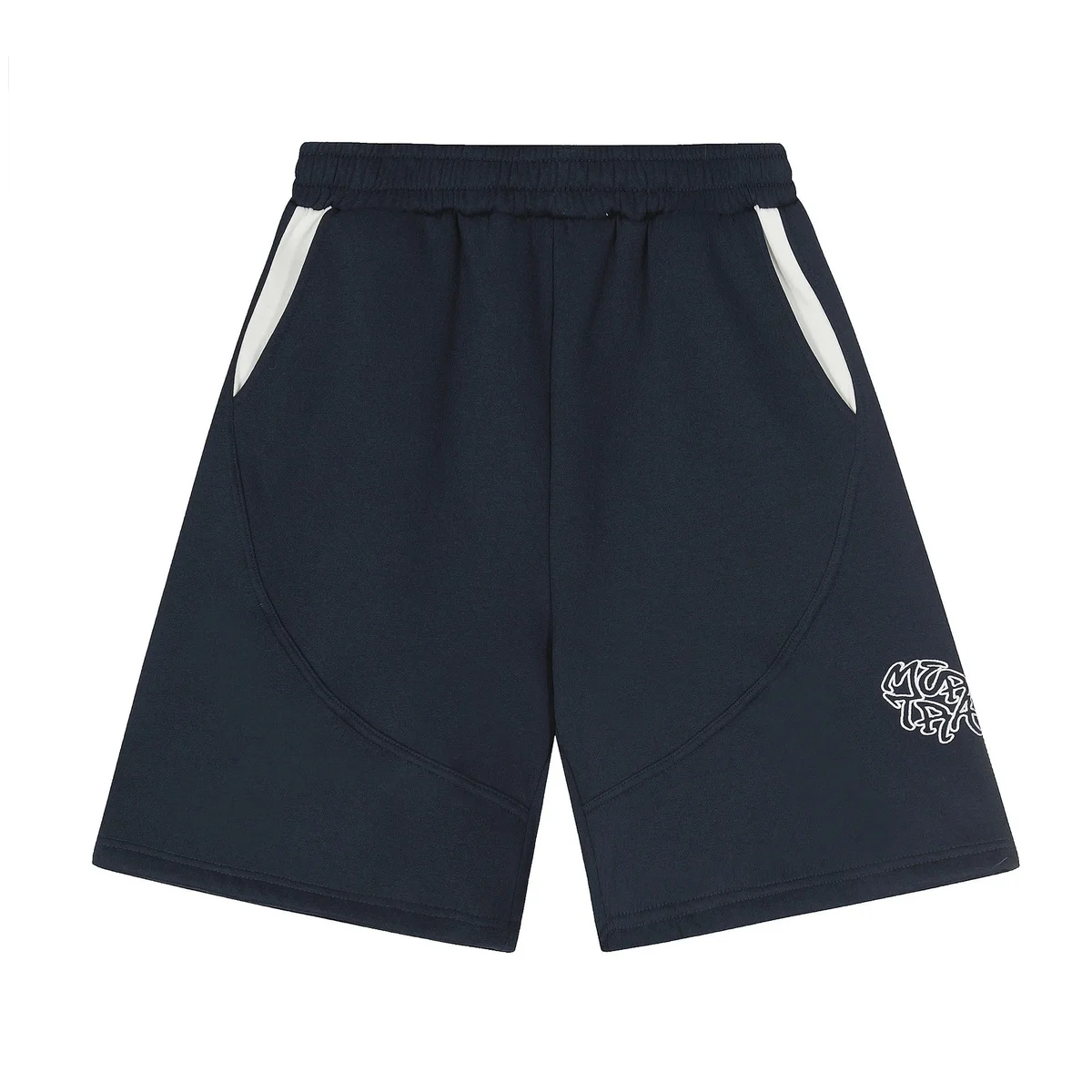 Other Unisex Navy P070藏青色 Shorts with White Accents Navy - 1