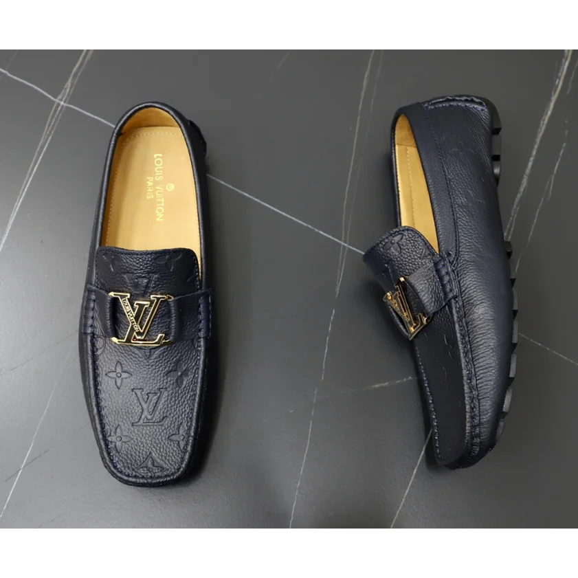 Louis Vuitton Tabi Monogram Loafers Navy Leather Men's Shoes