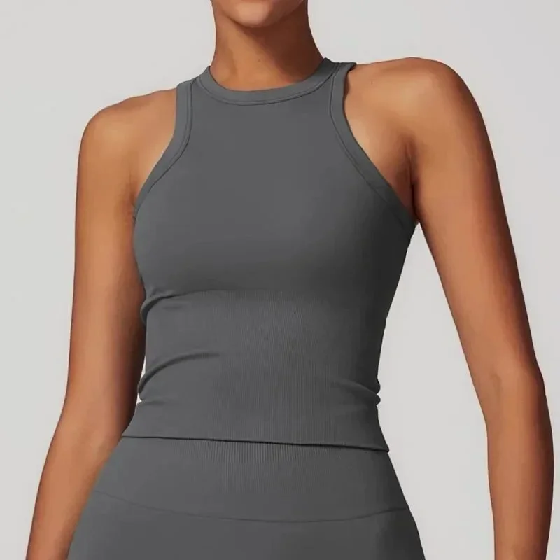 Other Deep Grey Ribbed Tank Top Grey - 1