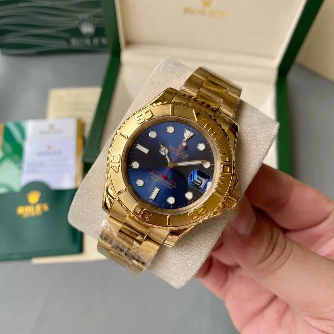 Rolex Rolex Yacht-Master Gold Case Blue Dial Steel Bracelet Watch Gold