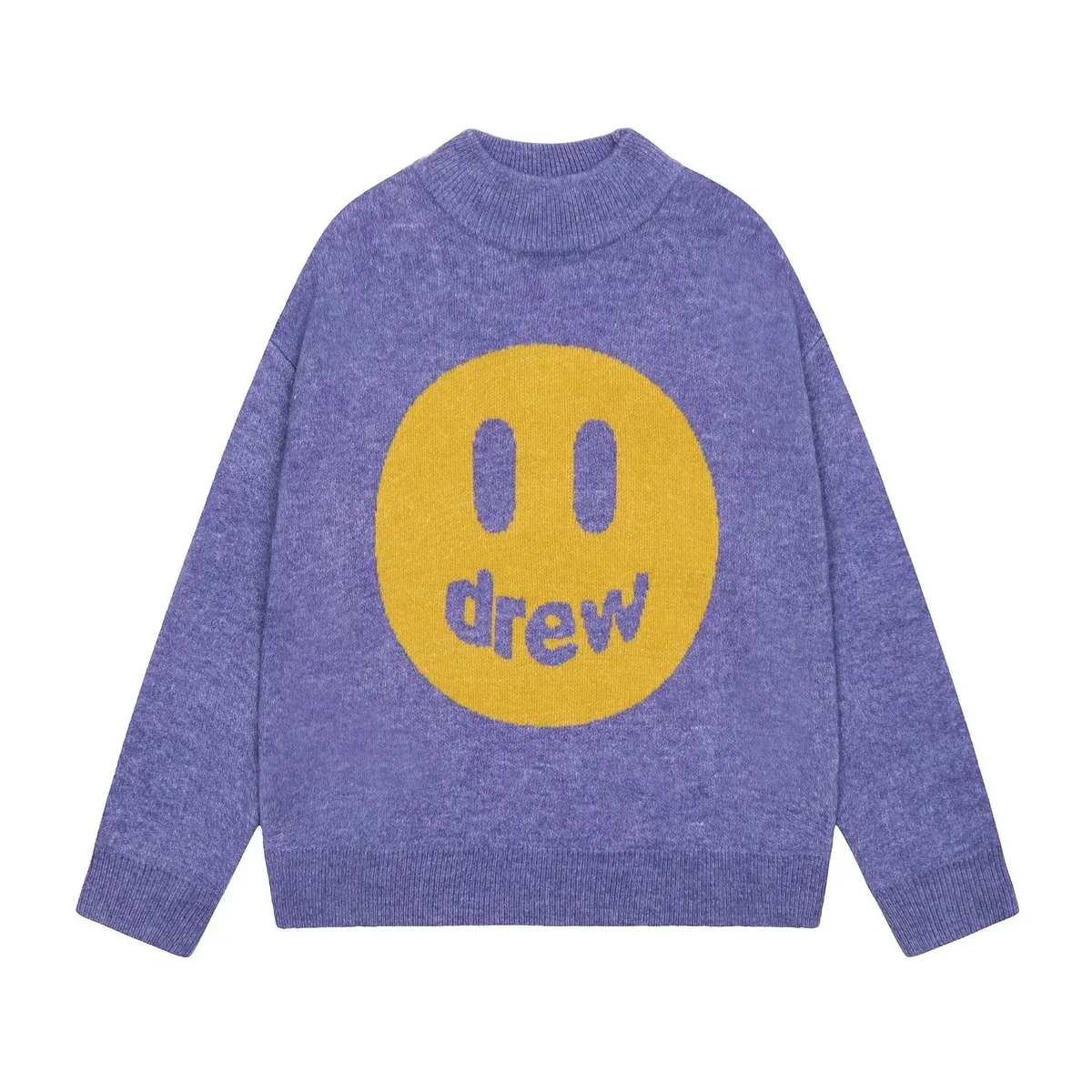 Other Heather Purple Smiley Face Logo Oversized Sweater Purple - 1