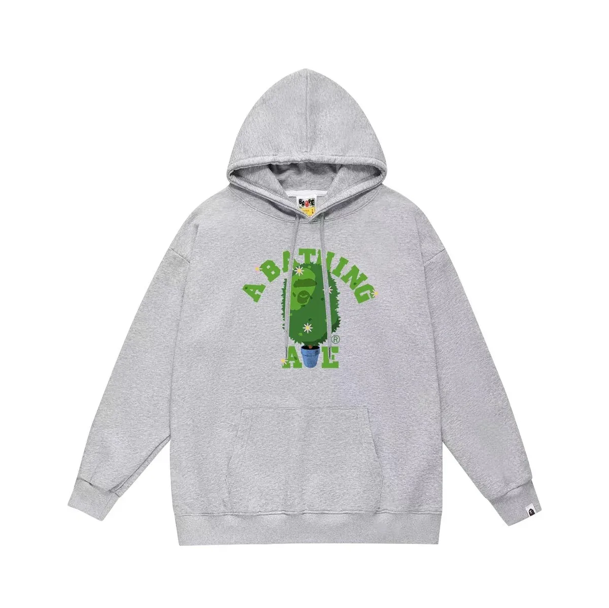 A Bathing Ape A Bathing Ape BAPE STA Grey Hoodie with Green Print Grey - 1