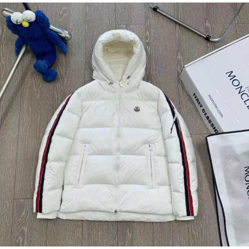 Moncler Moncler White/Red-Blue Stripe Down Jacket White