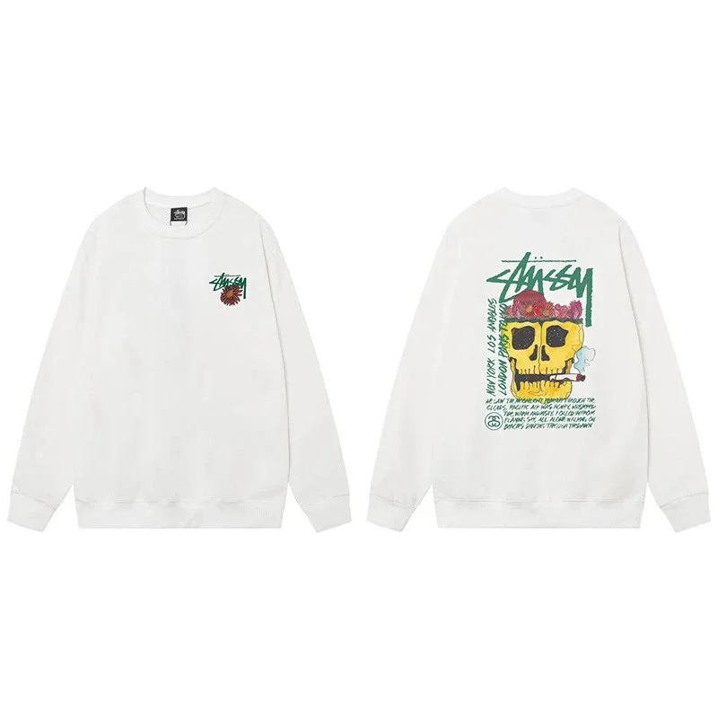 Stussy Stussy Stüssy Skull Print Crewneck Sweatshirt White White - 1