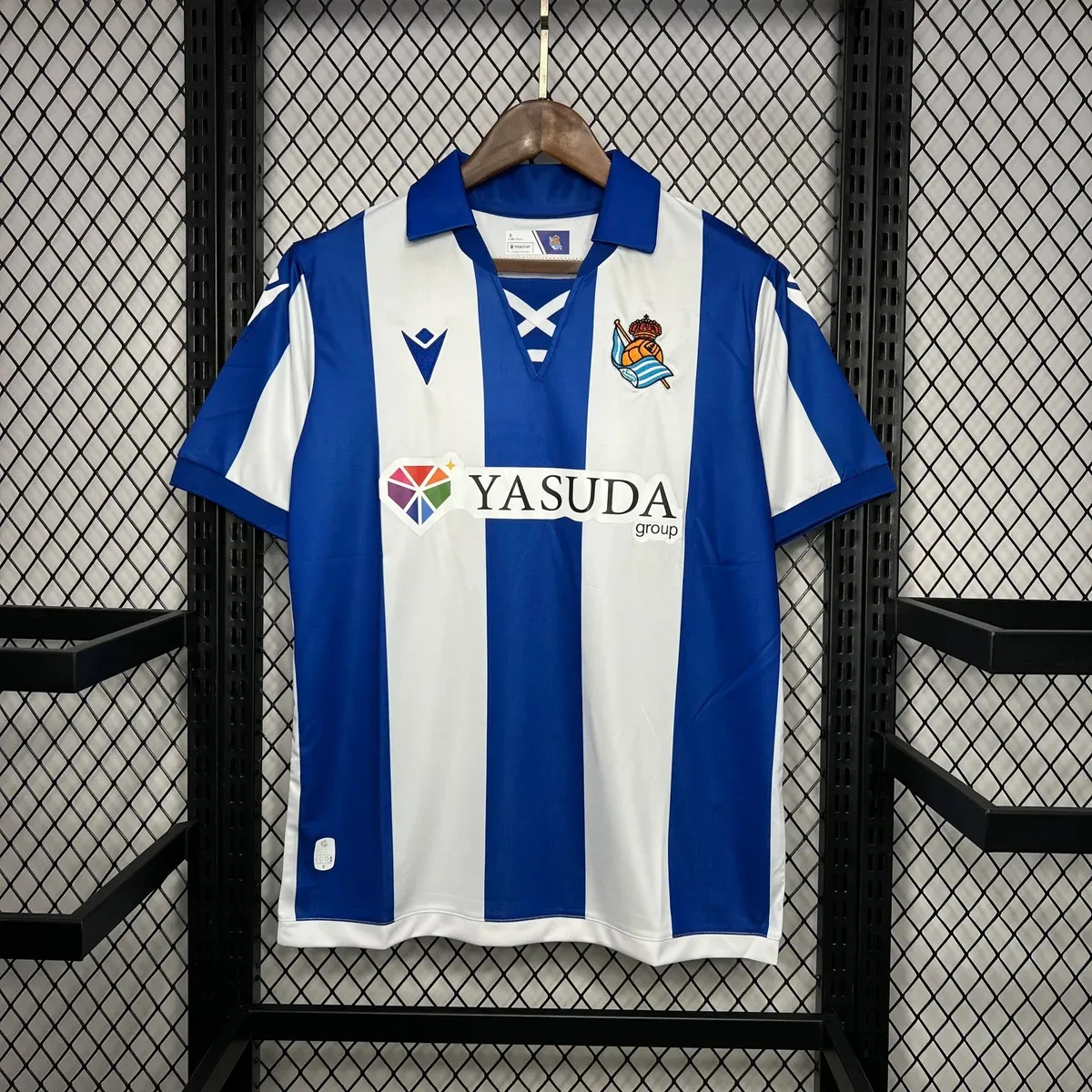 Macron Macron Blue/White Striped Soccer Jersey Blue