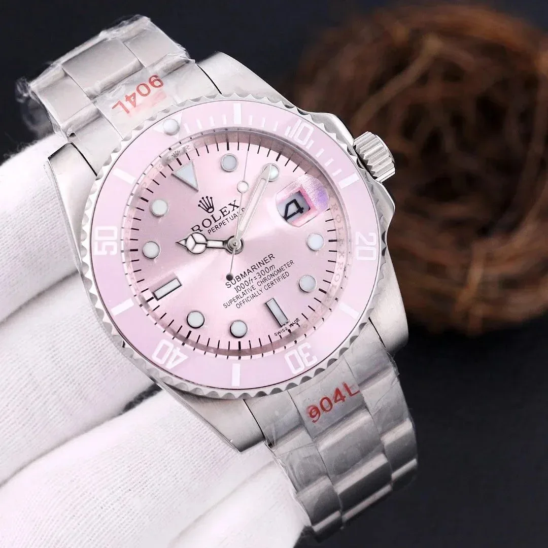 Rolex Rolex Submariner Silver Case Pink Dial Steel Bracelet Watch Pink - 1