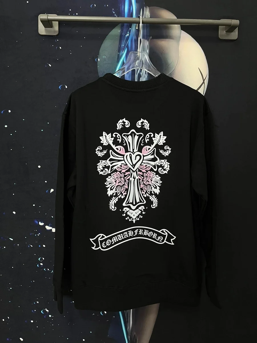 Chrome Hearts Chrome Hearts Floral Cross Black/White/Pink Sweatshirt Black