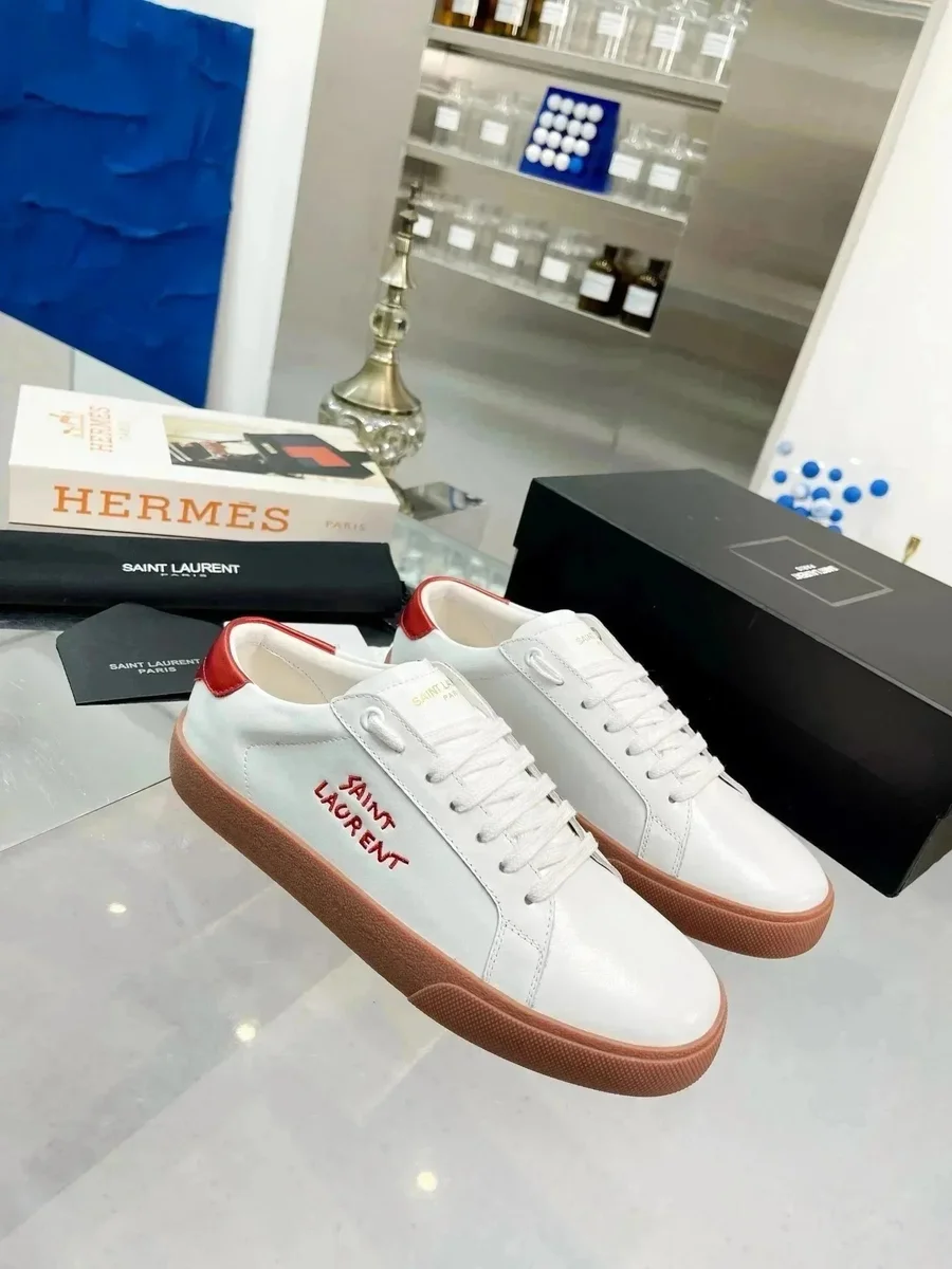 Saint Laurent Saint Laurent White/Red/Brown Leather Sneakers White