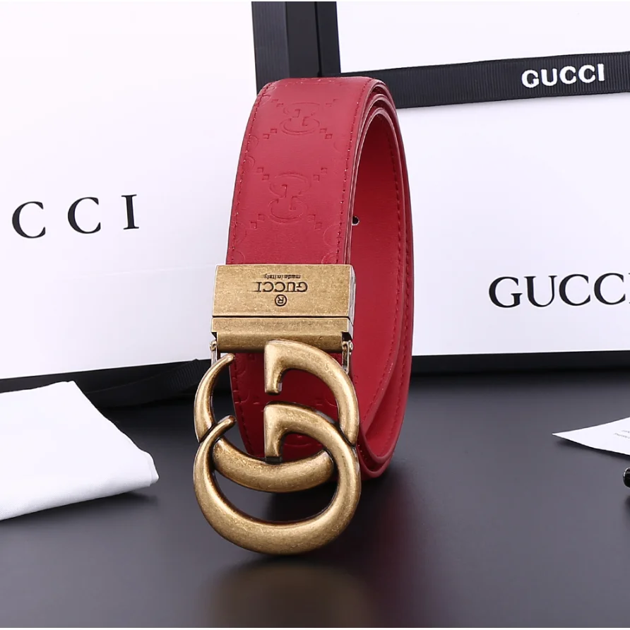 Gucci Gucci GG Belt Red Leather Belt Red - 1
