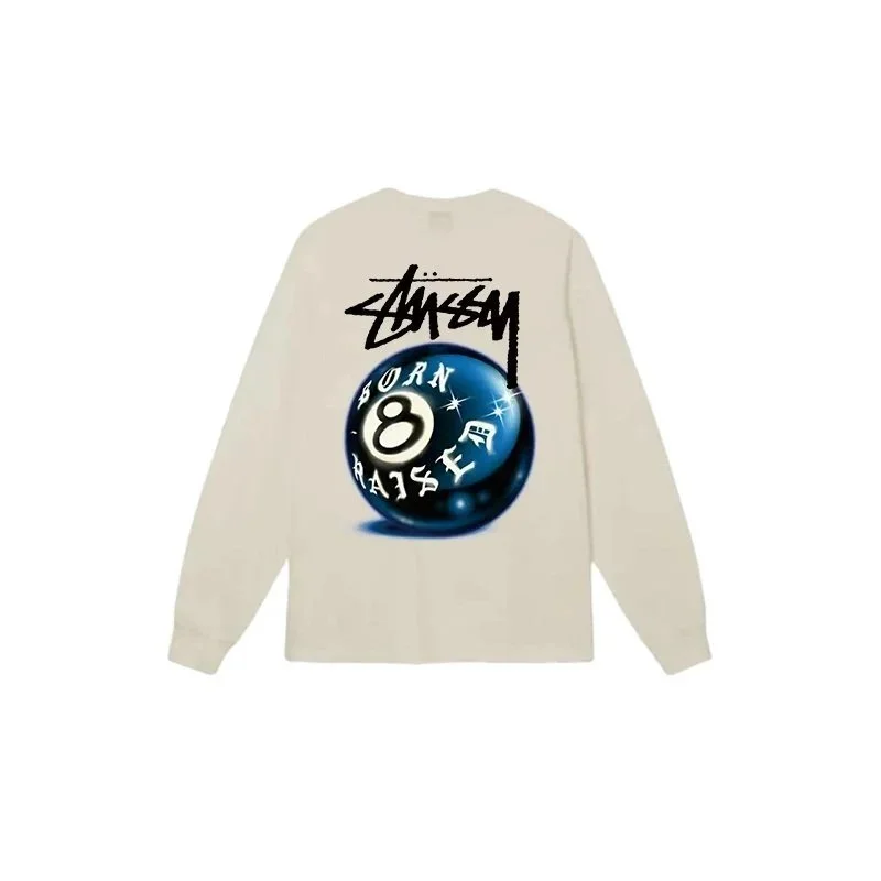 Stussy Stussy Born 8 Raised Long Sleeve T-Shirt Cream Cream - 1