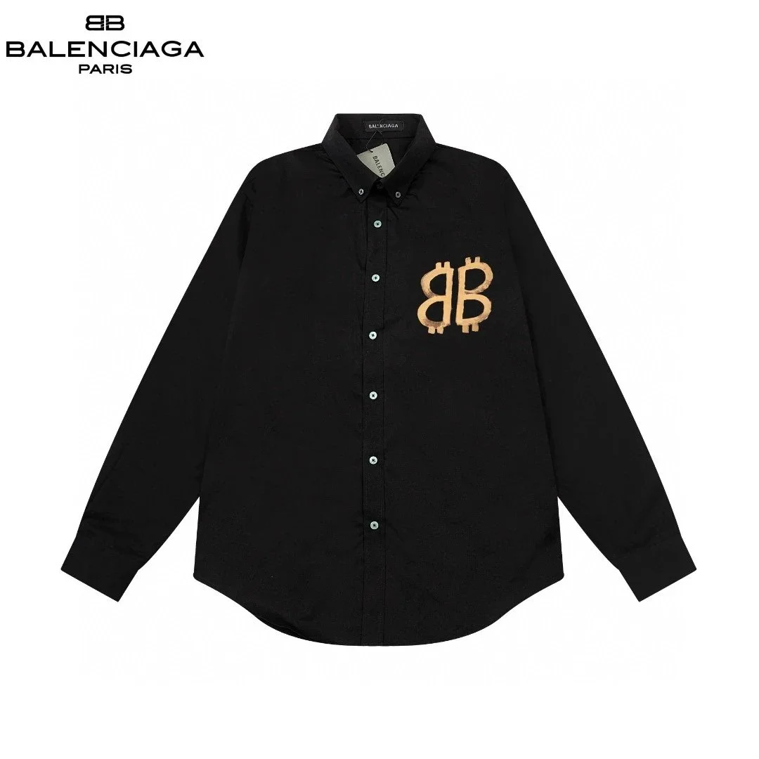 Balenciaga Balenciaga Black/Gold BB Logo Button-Up Shirt Black