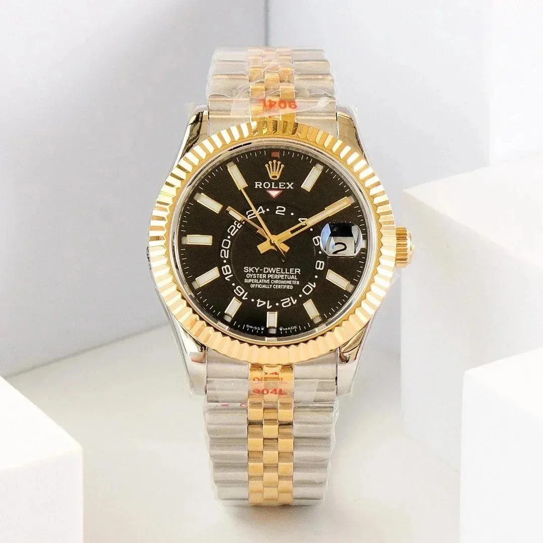 Rolex Rolex Sky-Dweller Black Dial Two-Tone Watch Black
