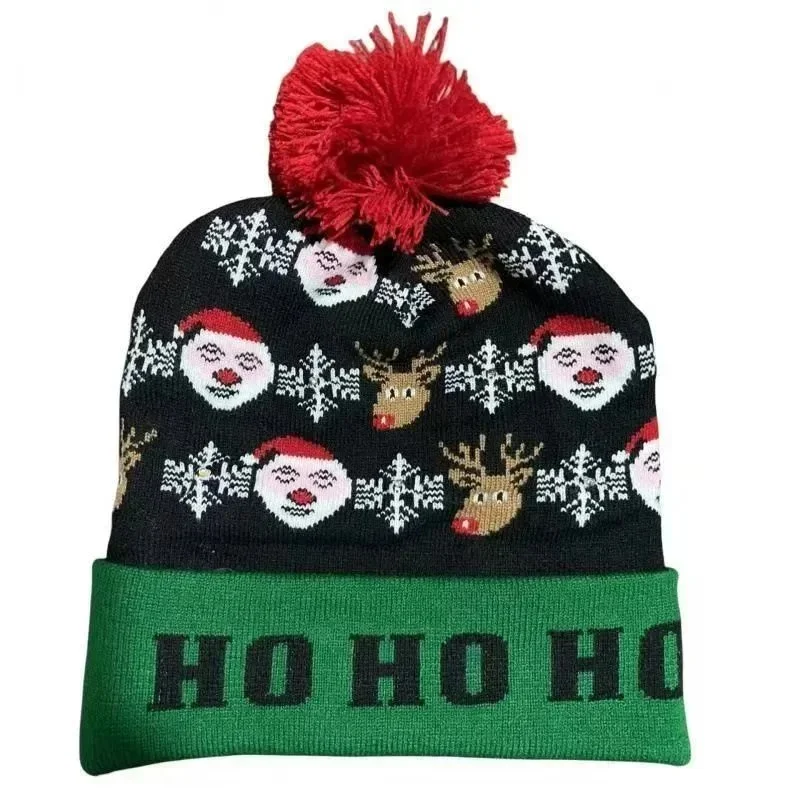 Other Black Christmas Print Knit Beanie Black - 1