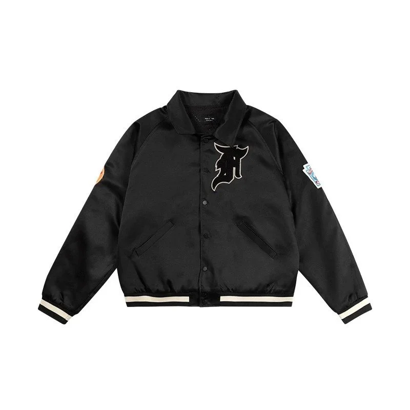 Fear of God Fear of God Essentials Black Satin Bomber Jacket Black - 1