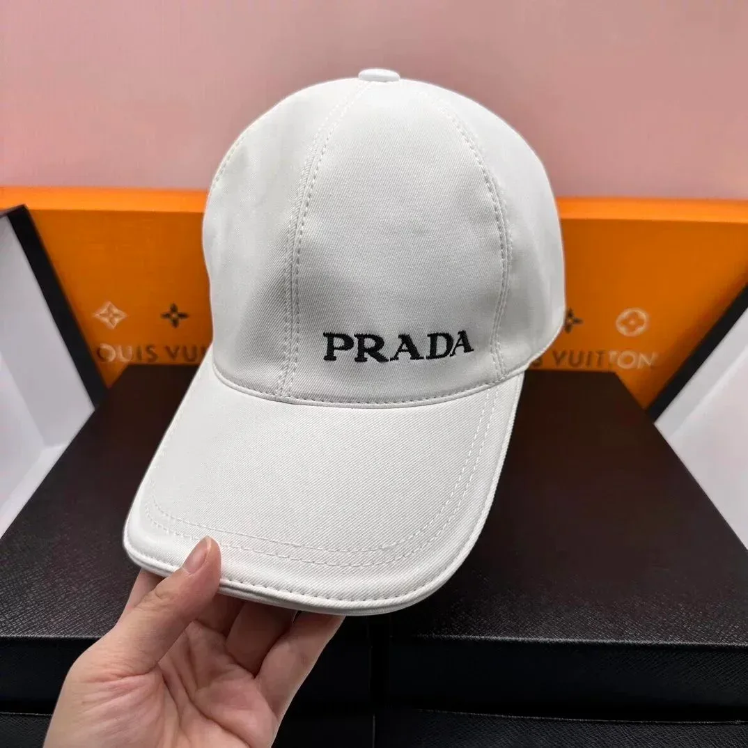 Prada Prada White Logo Embroidered Baseball Cap White - 1