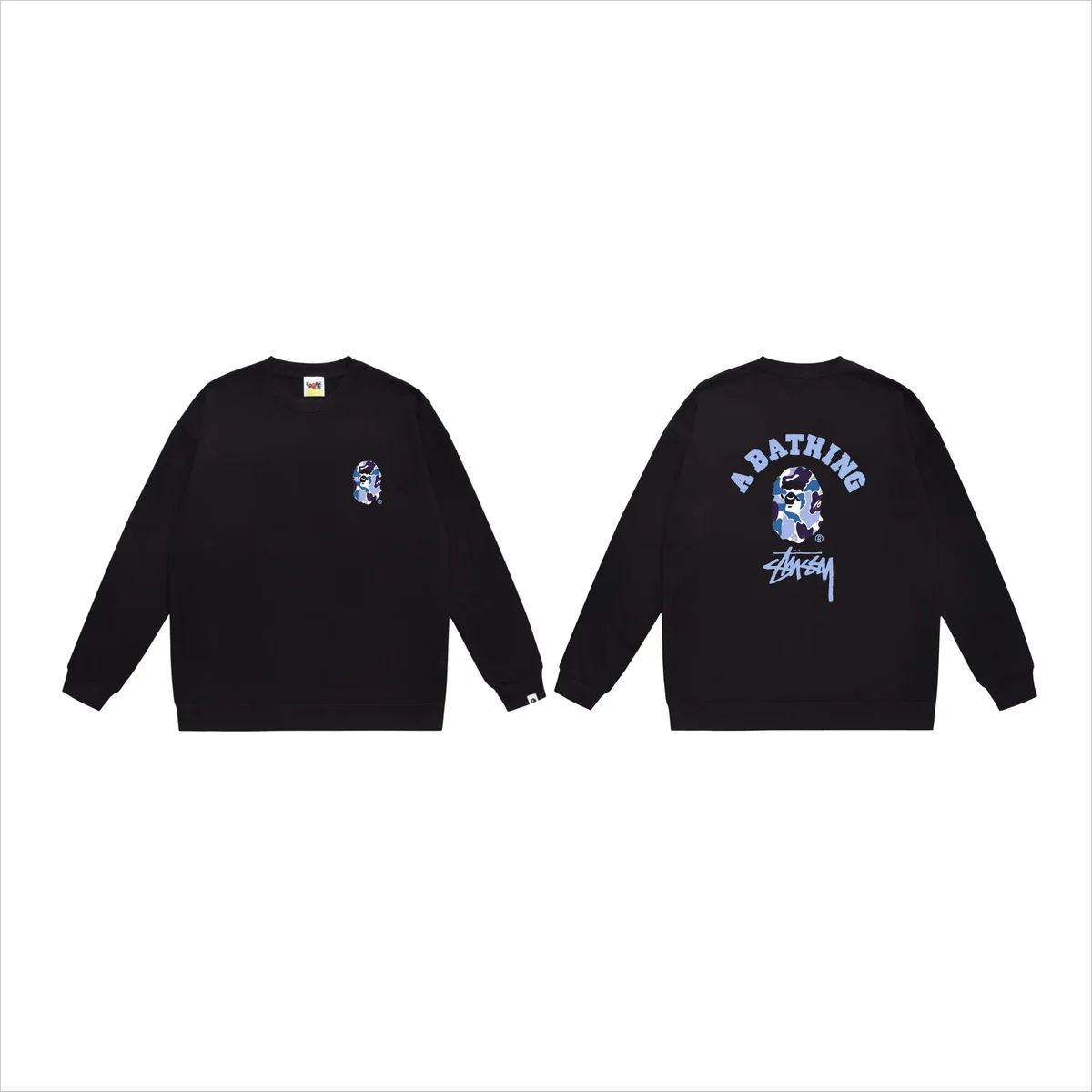 A Bathing Ape A Bathing Ape BAPE STA Camo Crewneck Sweatshirt Black Black - 1