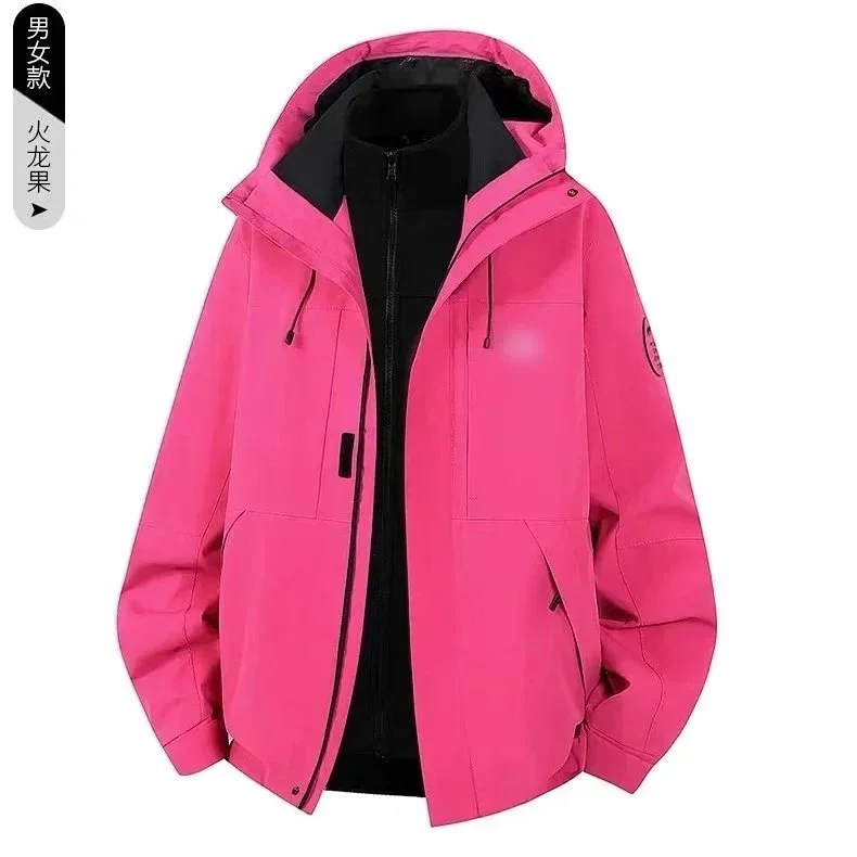 Other Unisex Fire Dragon Pink 3-in-1 Waterproof Jacket Pink - 1