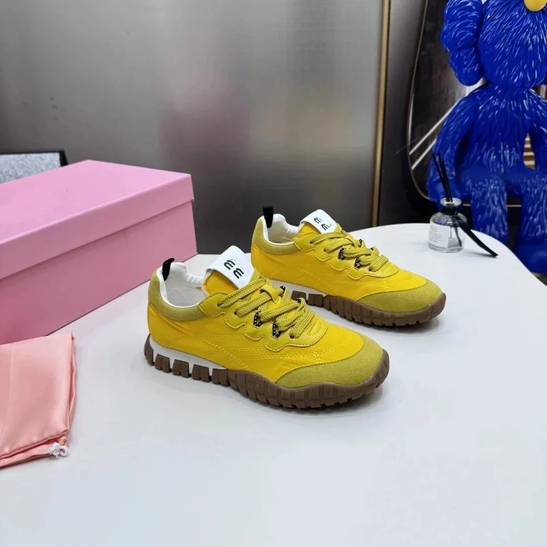 Miu Miu Miu Miu Wander Yellow Canvas Sneakers Yellow - 1