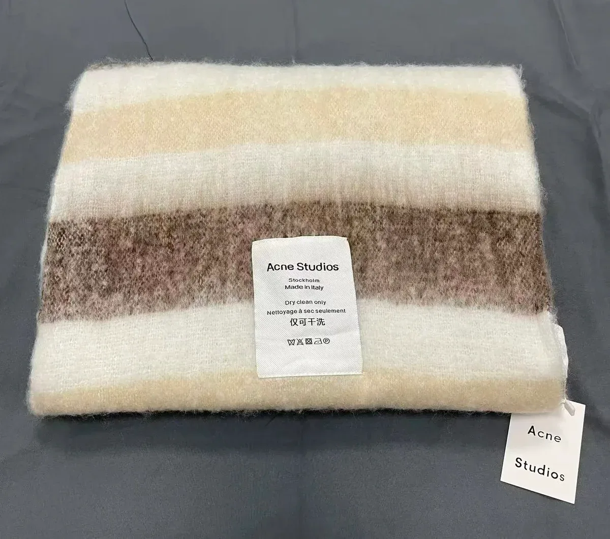 Acne Studios Acne Studios Beige Brown White Striped Scarf Multicolor