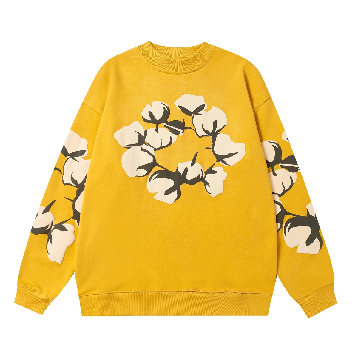 Other Yellow Cotton Floral Print Sweatshirt Yellow - 1