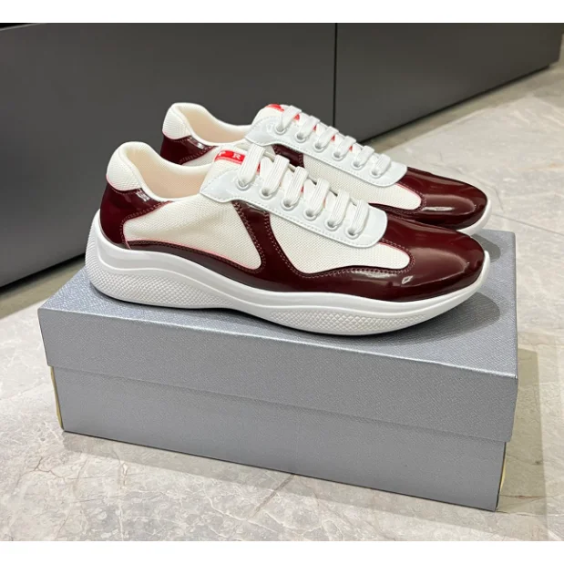 Prada Prada Runners Burgundy & White Sneakers Multicolor
