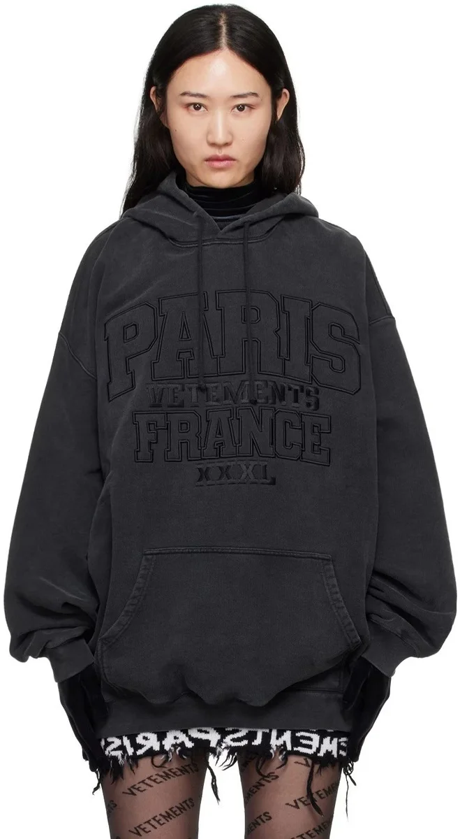 Vetements Vetements Paris France Hoodie Charcoal Grey - 1