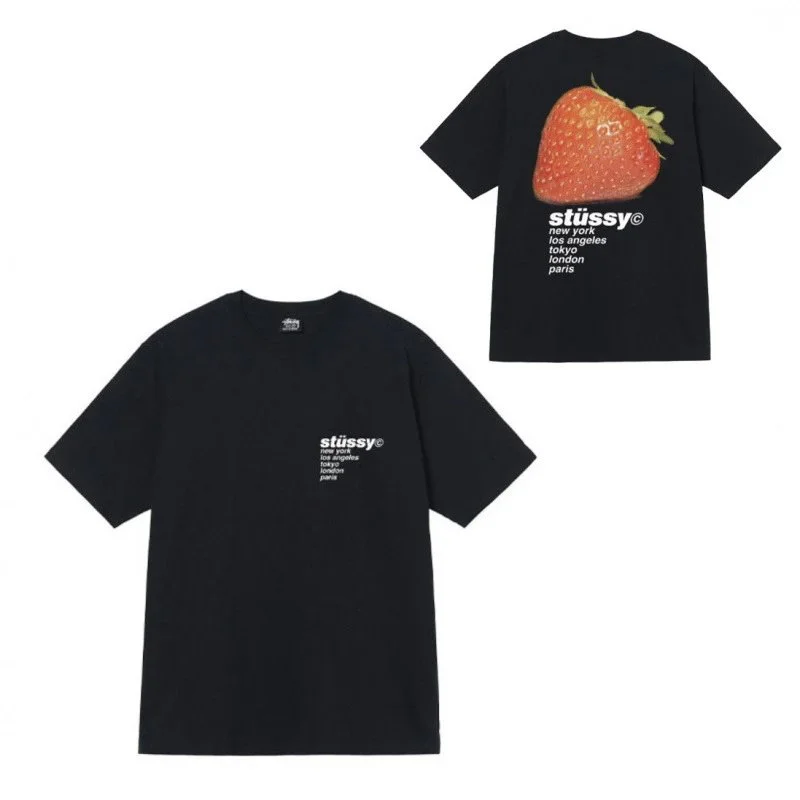 Stussy Stüssy Strawberry Print Black T-Shirt Black - 1