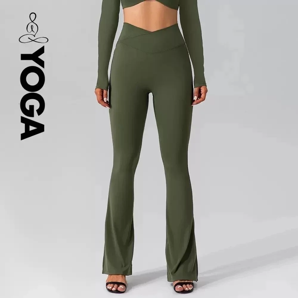 Other Yoga Military Green Flare Pants Green - 1
