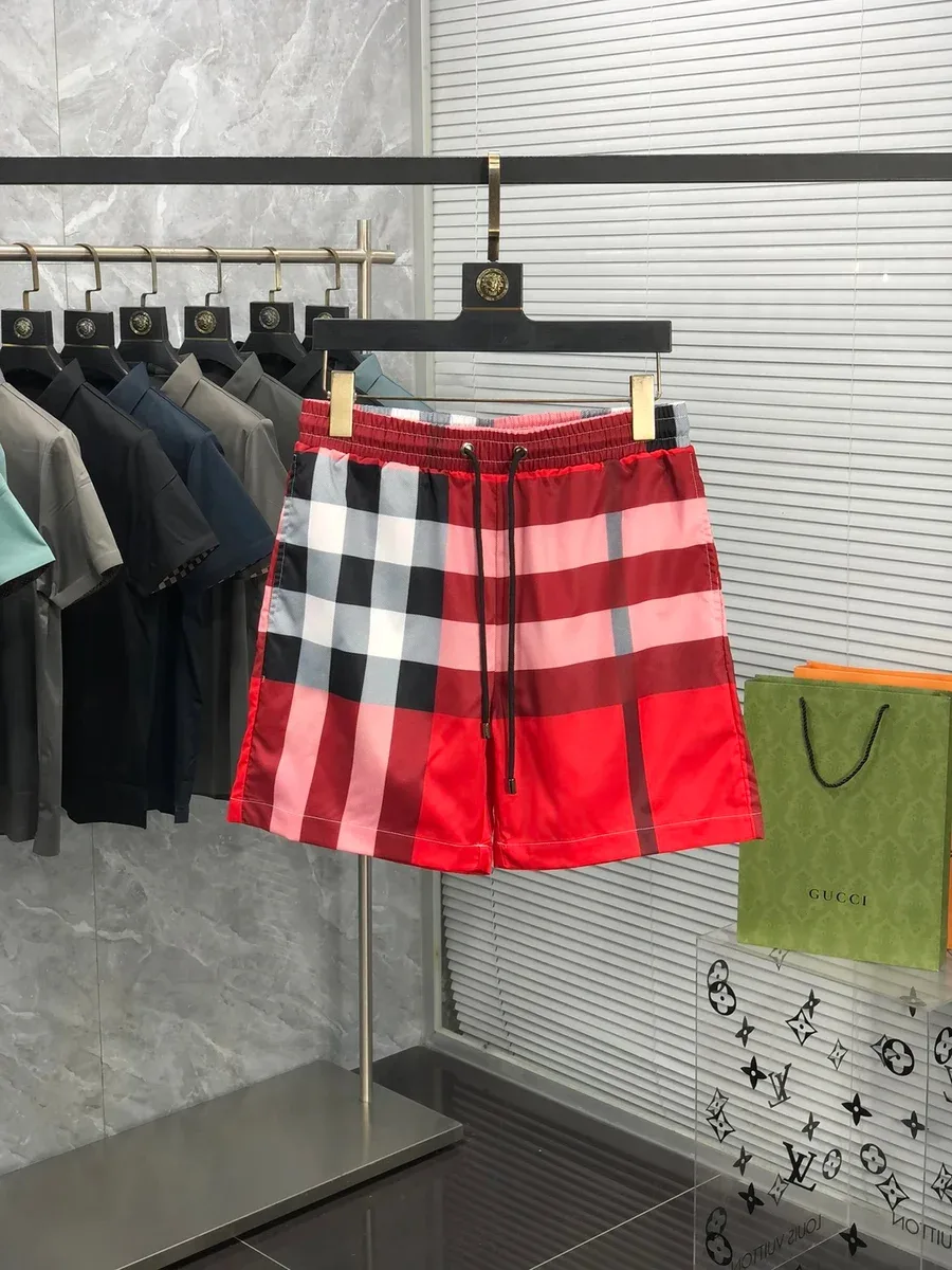 Other Plaid Pattern Drawstring Shorts Red - 1