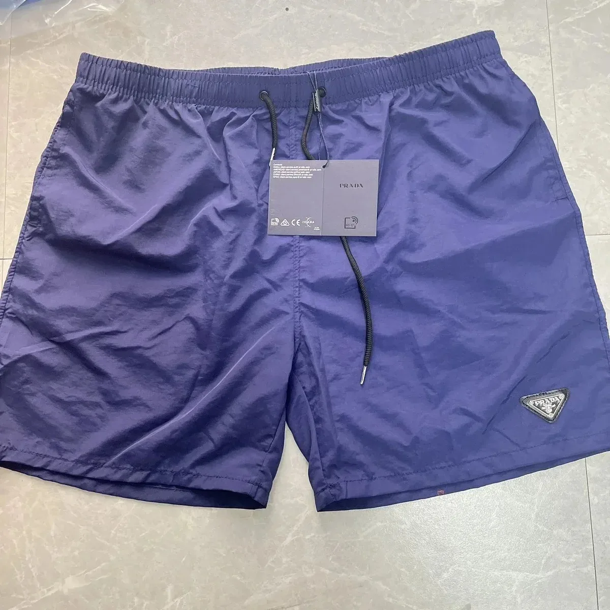 Prada Prada Navy Blue Trussardi Logo Shorts Navy - 1
