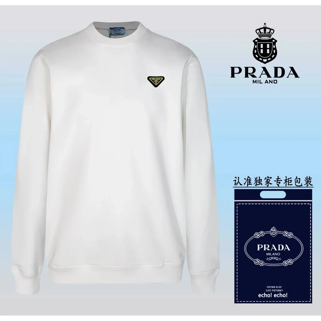 Prada Prada Triangle Logo White Sweatshirt White