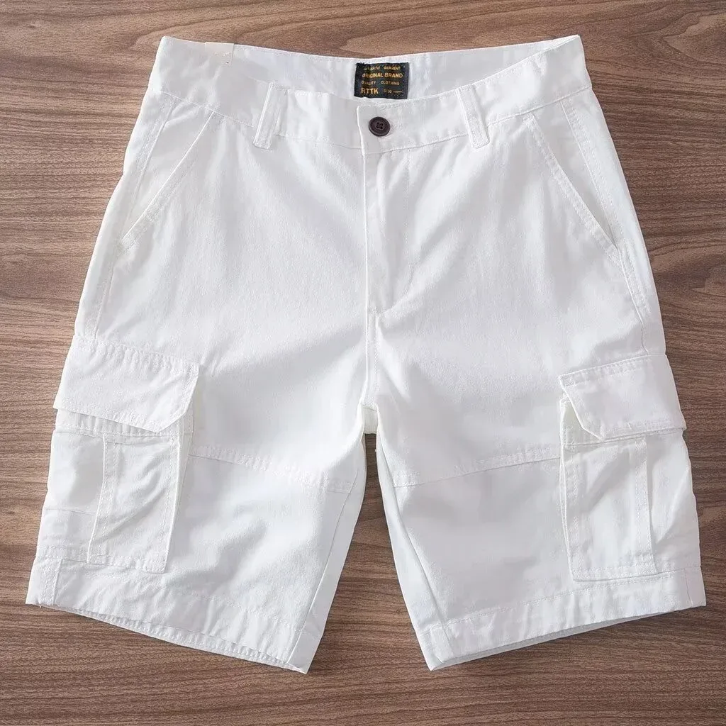 Other White Solid Cargo Shorts White - 1