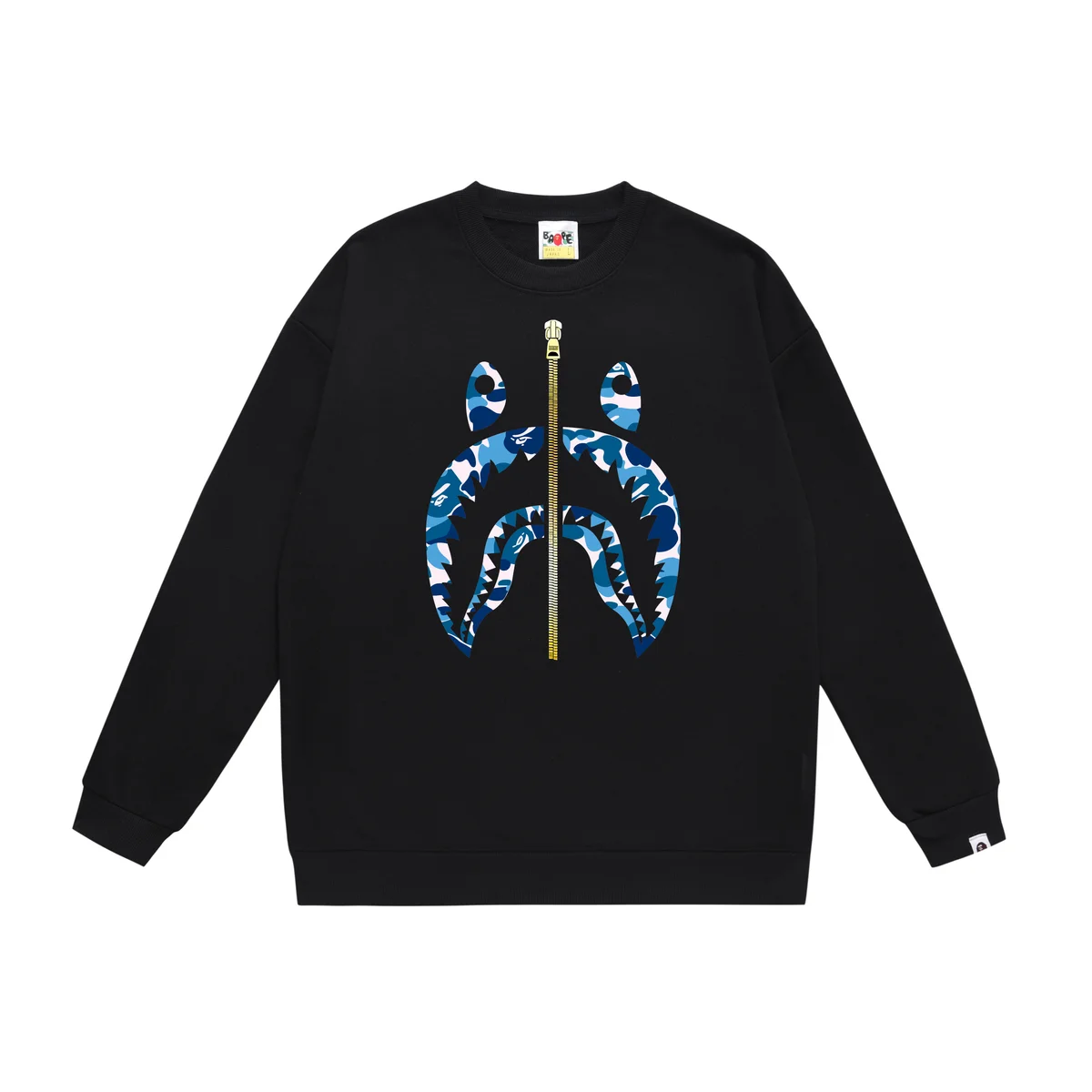 A Bathing Ape A Bathing Ape BAPE STA Blue Camo Shark Head Sweatshirt Black - 1