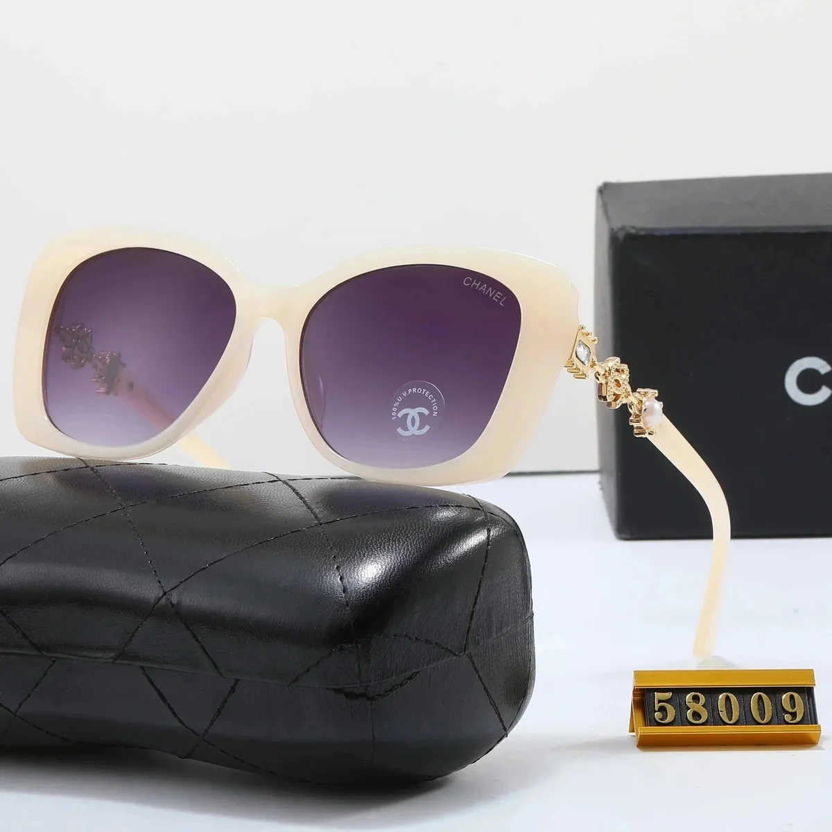 Chanel Chanel Cream & Purple Gradient Sunglasses Cream