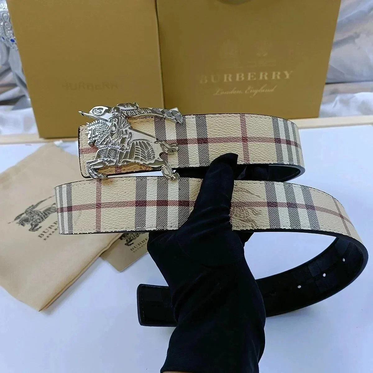 Burberry Burberry Classic Check Beige/Red Belt Beige