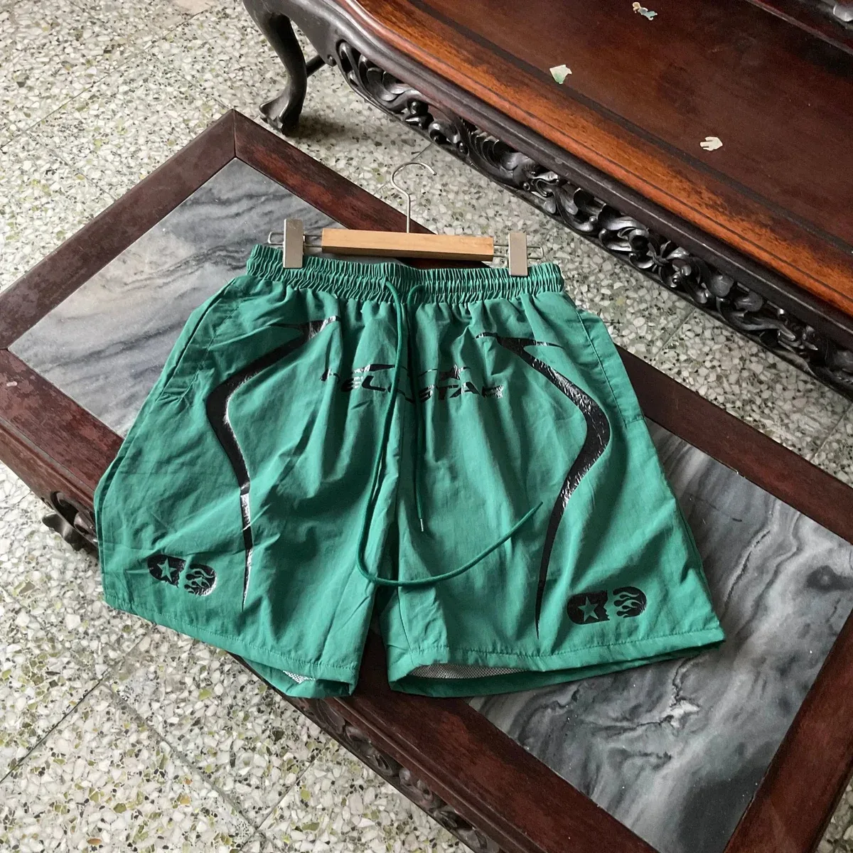 Other Green Printed Drawstring Shorts Green