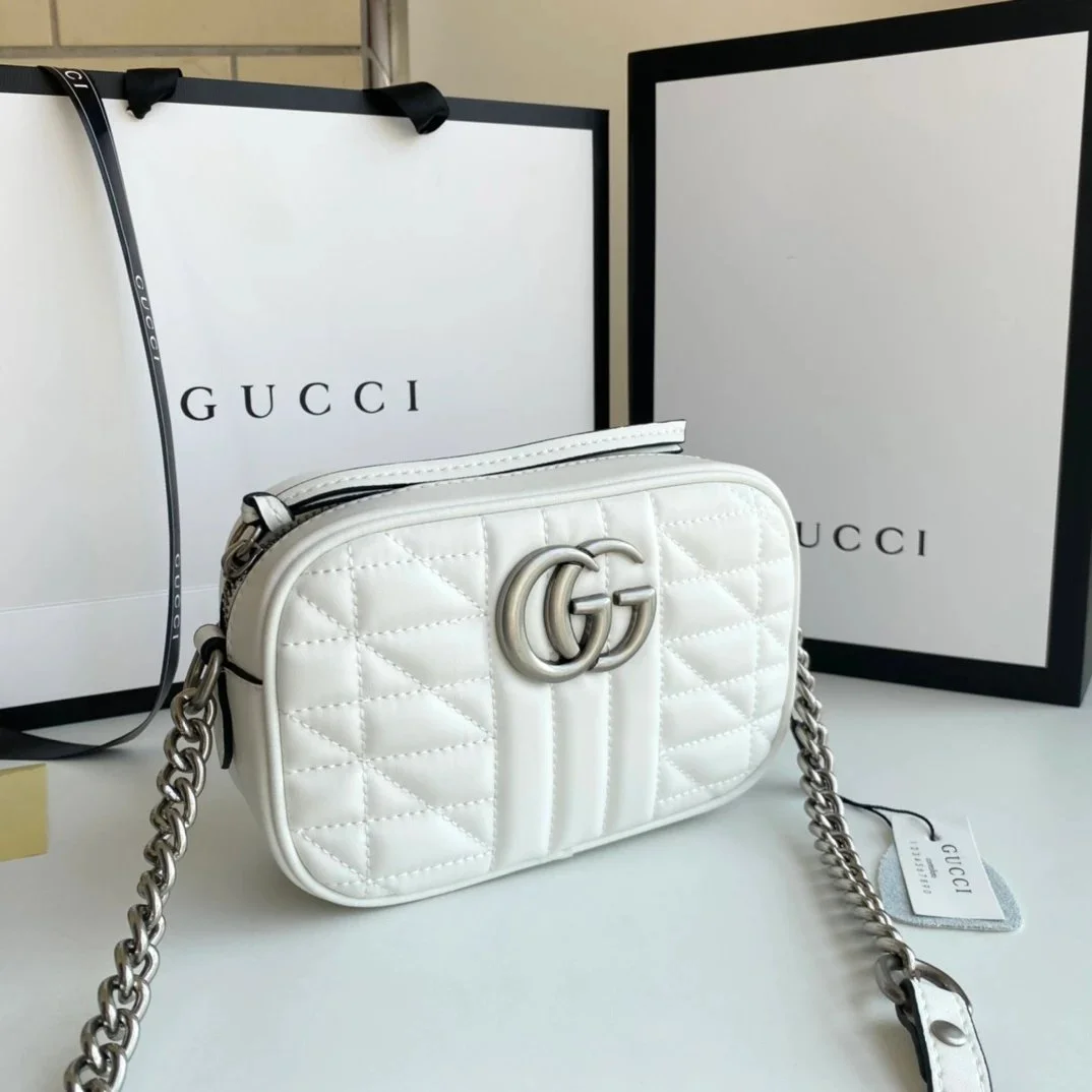 Gucci Gucci GG Marmont White Quilted Crossbody Bag White