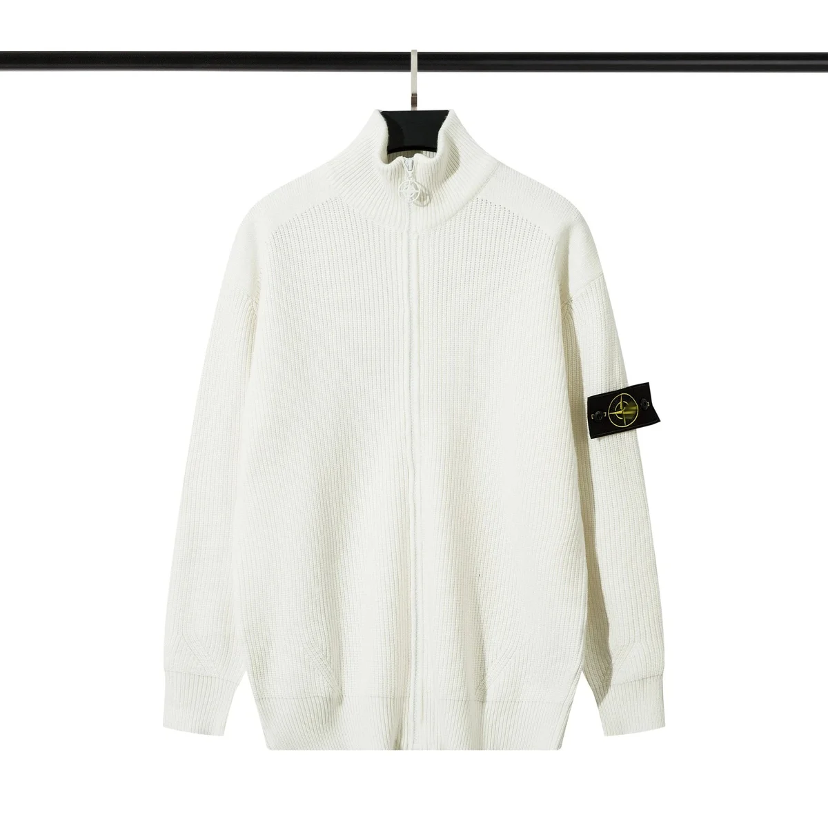 Stone Island Stone Island White Zip-Up Knit Jacket White