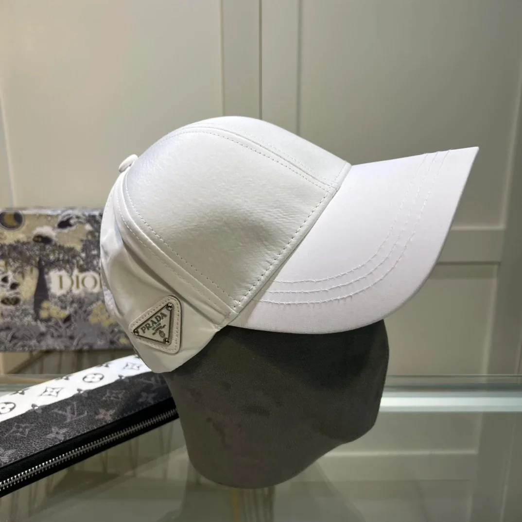 Prada Prada White Leather Baseball Cap White