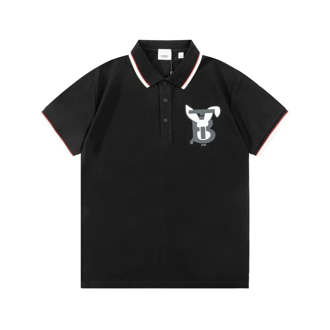 Burberry Burberry TB Monogram Polo Shirt Black/Red-White Trim Black